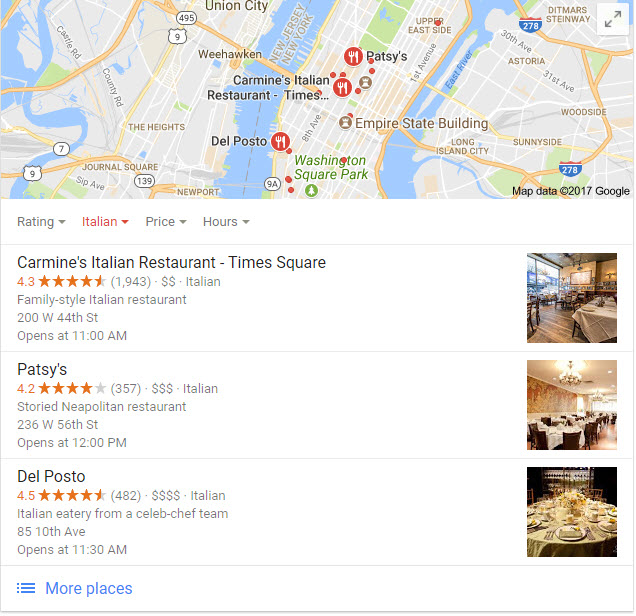 Map for Online Restaurants