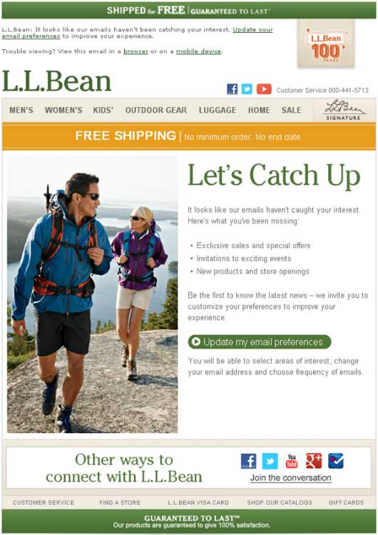 L Bean for Email Marketing Ideas