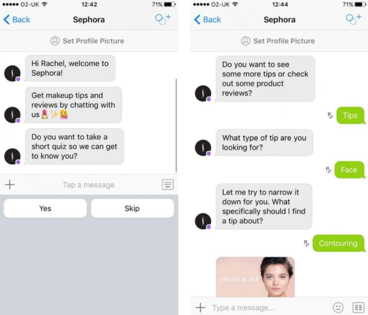 Saphora chat example of customer experience