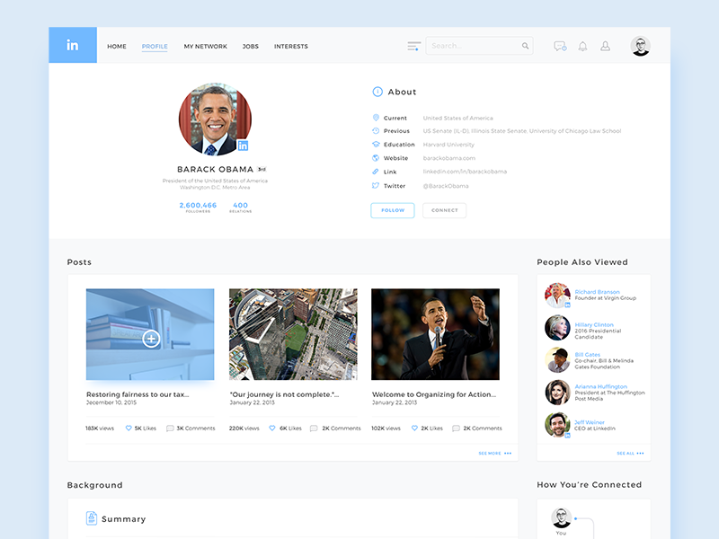new layout of LinkedIn