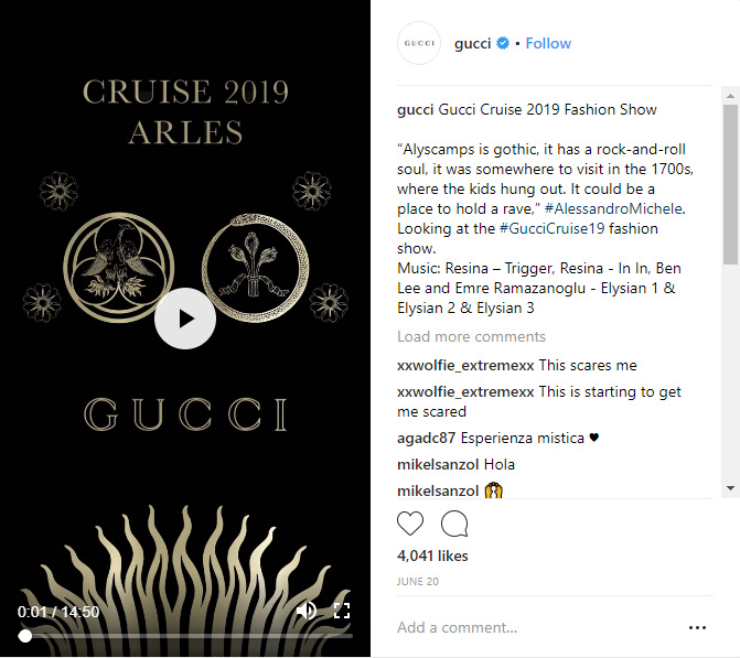 Gucci Instagram post