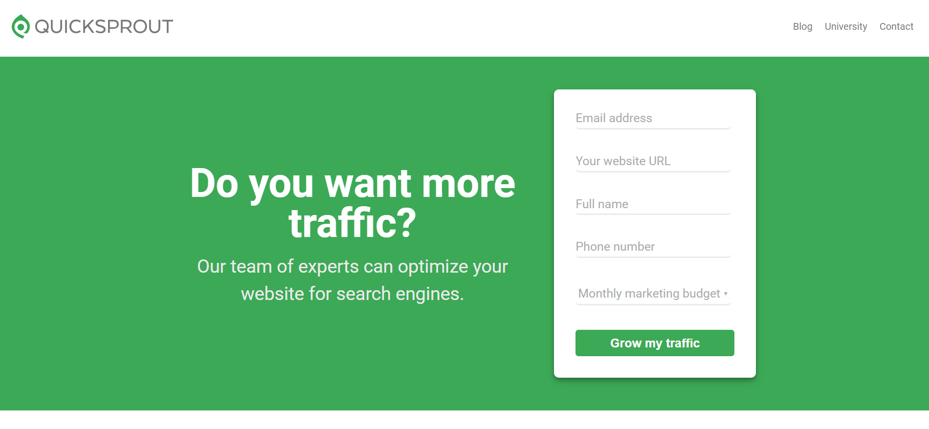 Quicksprout Landing Pages
