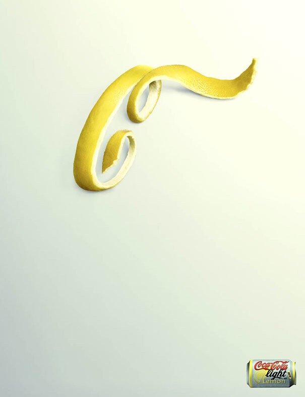 coca cola lemon minimalist advertising