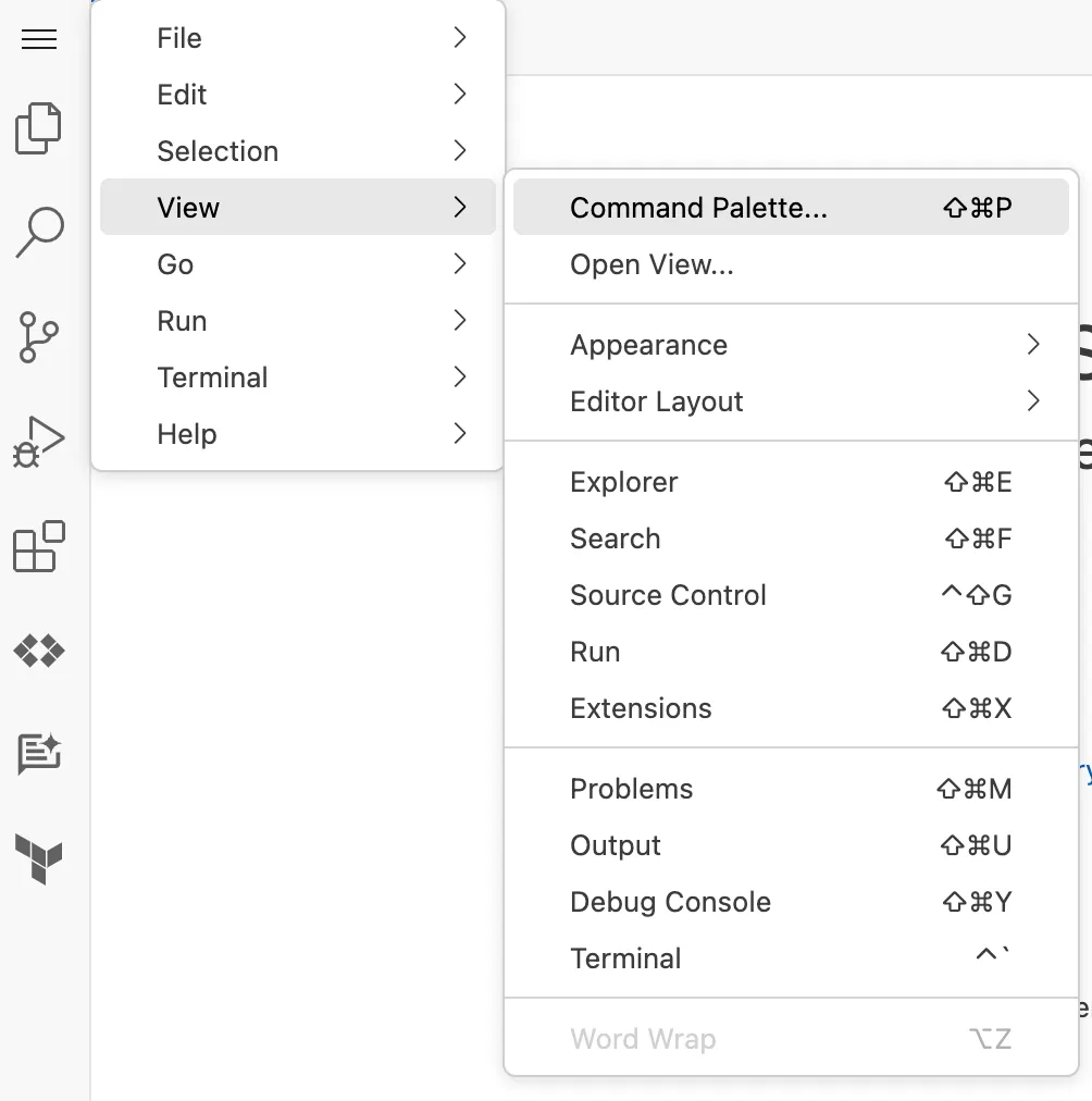 command palette for Gemini